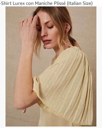 T-shirt lurex OLTRE con maniche plissé