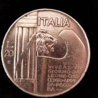 Lire 20 Argento 1928 Decennale Vittoria RARA