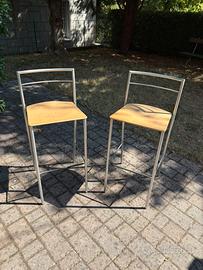 Coppia di sgabelli in acciaio e legno Calligaris