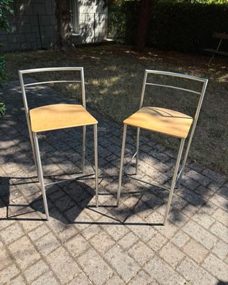 Coppia di sgabelli in acciaio e legno Calligaris