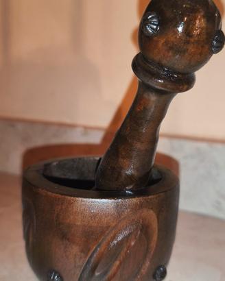 Mortaio in legno massello con pestello