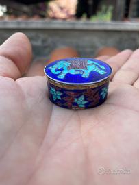 Scatola argento smaltata cloisonne’ vintage indian