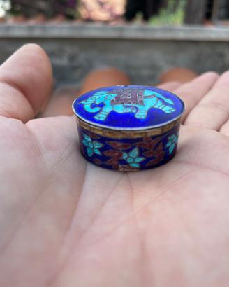 Scatola argento smaltata cloisonne’ vintage indian