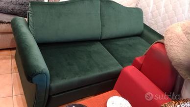 ULTIMO PEZZO! Divano letto NUOVO in velluto verde 