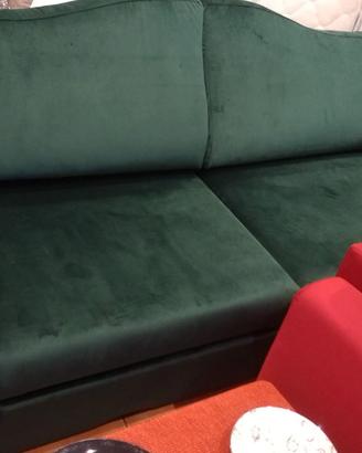 ULTIMO PEZZO! Divano letto NUOVO in velluto verde 