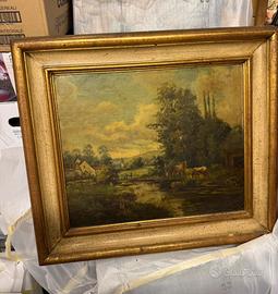 Quadro d'epoca olio su tela Paesaggio primi 900