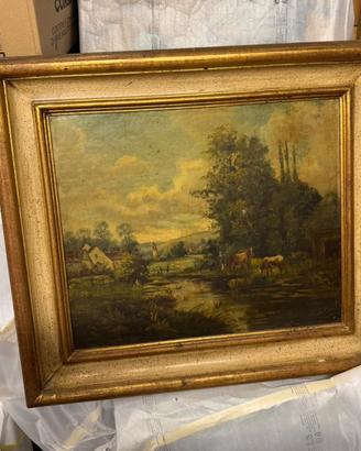 Quadro d'epoca olio su tela Paesaggio primi 900