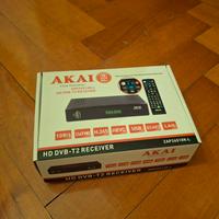 Decoder DVB-T2 AKAI nuovo + cavi
