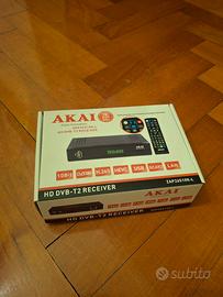 Decoder DVB-T2 AKAI nuovo + cavi