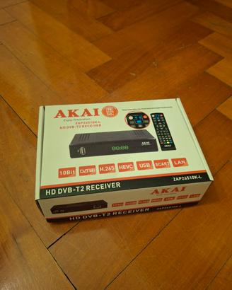 Decoder DVB-T2 AKAI nuovo + cavi