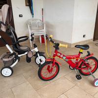 Triciclo e bicicletta bimbo 2-4 anni