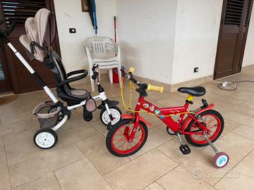 Triciclo e bicicletta bimbo 2-4 anni