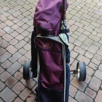 mazze da golf con sacca e carrello 