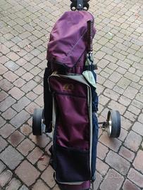 mazze da golf con sacca e carrello 