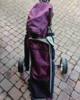 mazze da golf con sacca e carrello 