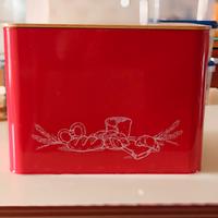 Portapane rosso con coperchio in bambù