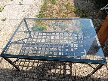 Tavolino in ferro e cristallo 