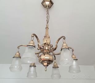 Lampadario in ottone a 6 luci