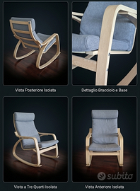 Poltrona a dondolo IKEA POÄNG – Grigio / Legno chi