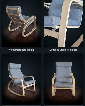 Poltrona a dondolo IKEA POÄNG – Grigio / Legno chi