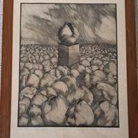 Litografia LINOCUT QUADRO KRZYSZTOF SKOCZEWSKI