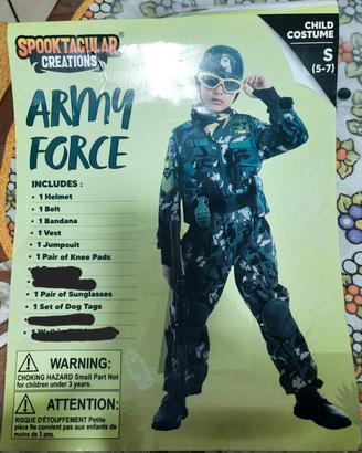 Costume Militare Mimetico di Carnevale.  5-6 anni