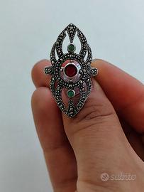 Anello Rubino Argento