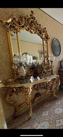 Console con Specchio stile Barocco oro