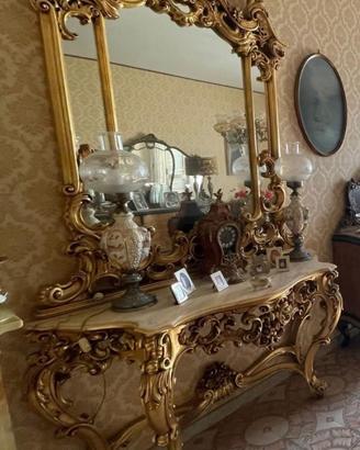 Console con Specchio stile Barocco oro