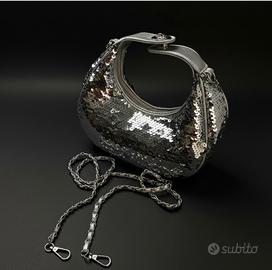 Borsa da sera con paillettes argento