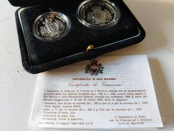 San Marino 1994 dittico argento mondiali u.s.a. 94