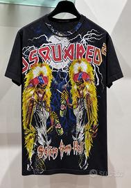 T-shirt Dsquared2 World Tour grafica nera uomo