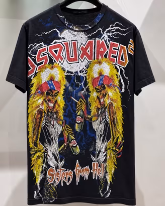 T-shirt Dsquared2 World Tour grafica nera uomo