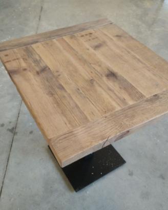 tavolino bar basamento ferro piano legno vecchio