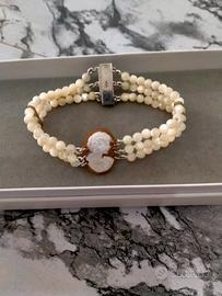 bracciale donna vintage in madreperla e cammeo 