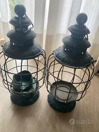 Coppia portacandele lanterne in ferro h 40 cm