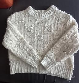 Maglione donna con perle applicate 