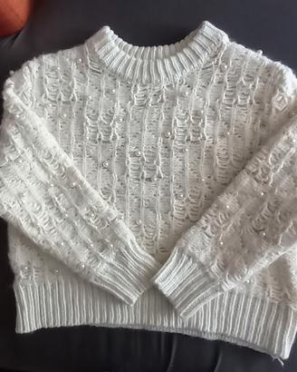 Maglione donna con perle applicate 