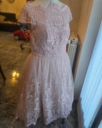 Abito rosa cipria pizzo e tulle principessa M/L