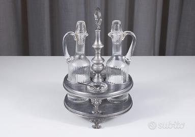 Set, ménagère olio aceto sale pepe peltro '50