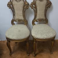 Coppia sedie vintage stile barocco dorato
