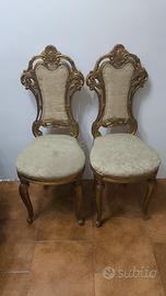 Coppia sedie vintage stile barocco dorato
