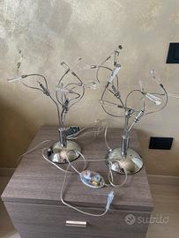 Lampada da comodino argentata con cristalli