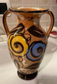 Vaso vintage in ceramica decorata a mano con manic