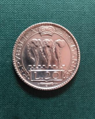Moneta da collezione. San Marino 20 lire del 1932