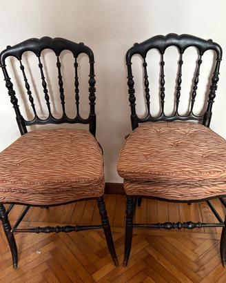 Coppia sedie stile Napoleone III con cuscini nuovi