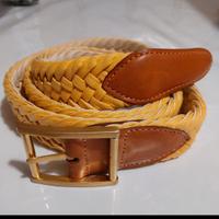 Cintura intrecciata double face gialla/panna