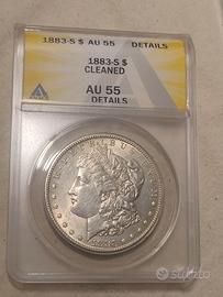 Dollaro d'argento Morgan del 1883-S certificato AU