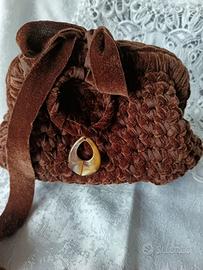 Clucth Bag da 20cm in velluto marrone mesciato