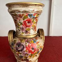 Vaso in terracotta dipinta con effetto craquelé